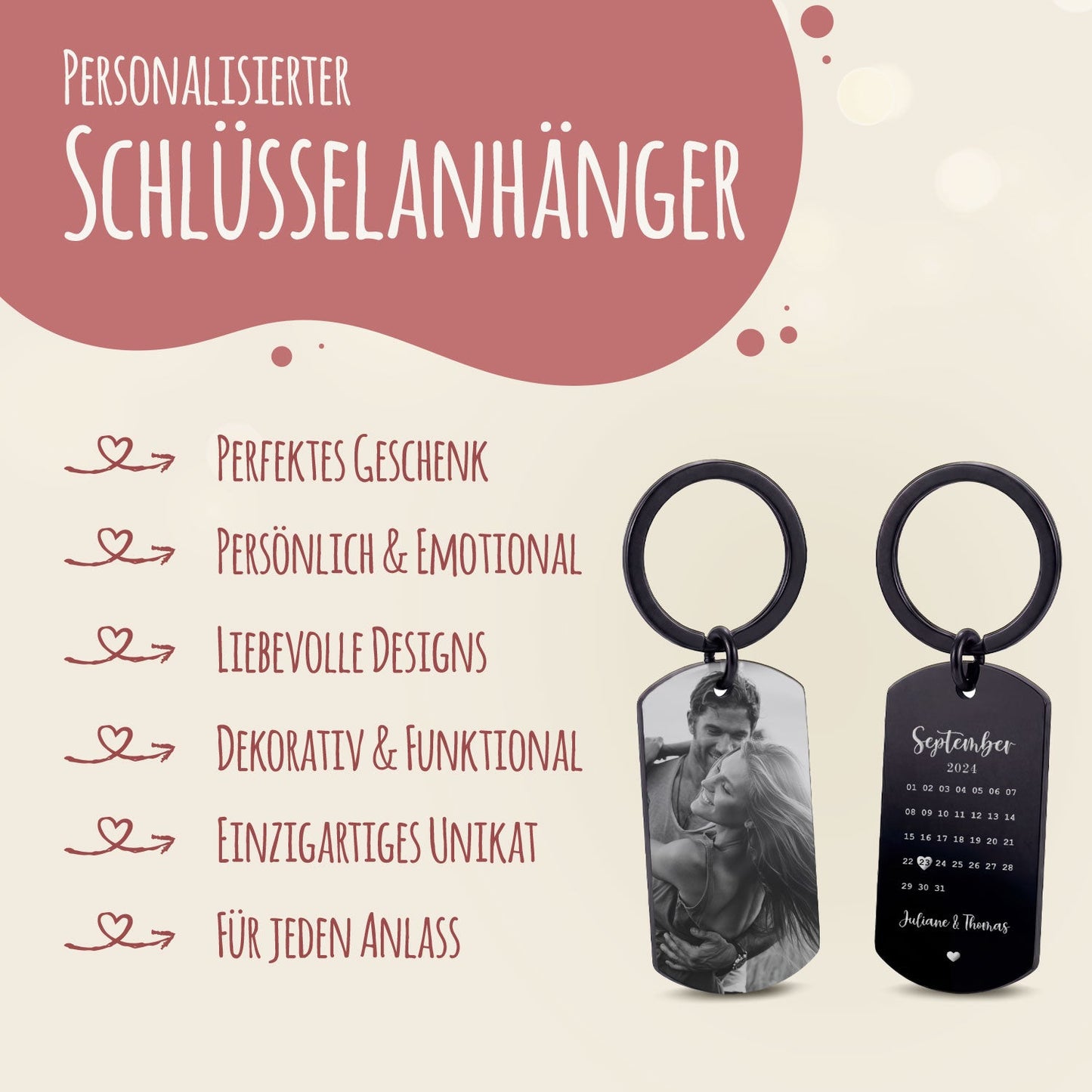 Metall Dog Tag mit Gravur - Dein Foto & Kalender