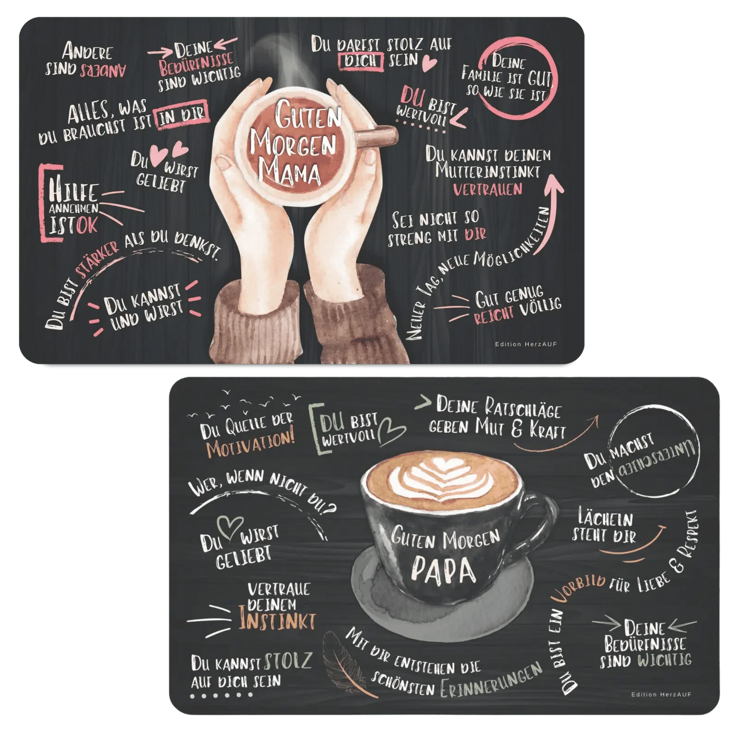 Frühstücksbrettchen Set „Guten Morgen Mama und Papa“ – Ein liebevolles Dankeschön für die besten Eltern der Welt