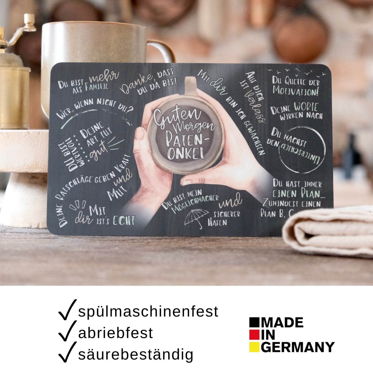 Frühstücksbrettchen „Guten Morgen Patenonkel“ – Ein persönliches Geschenk für einen besonderen Menschen