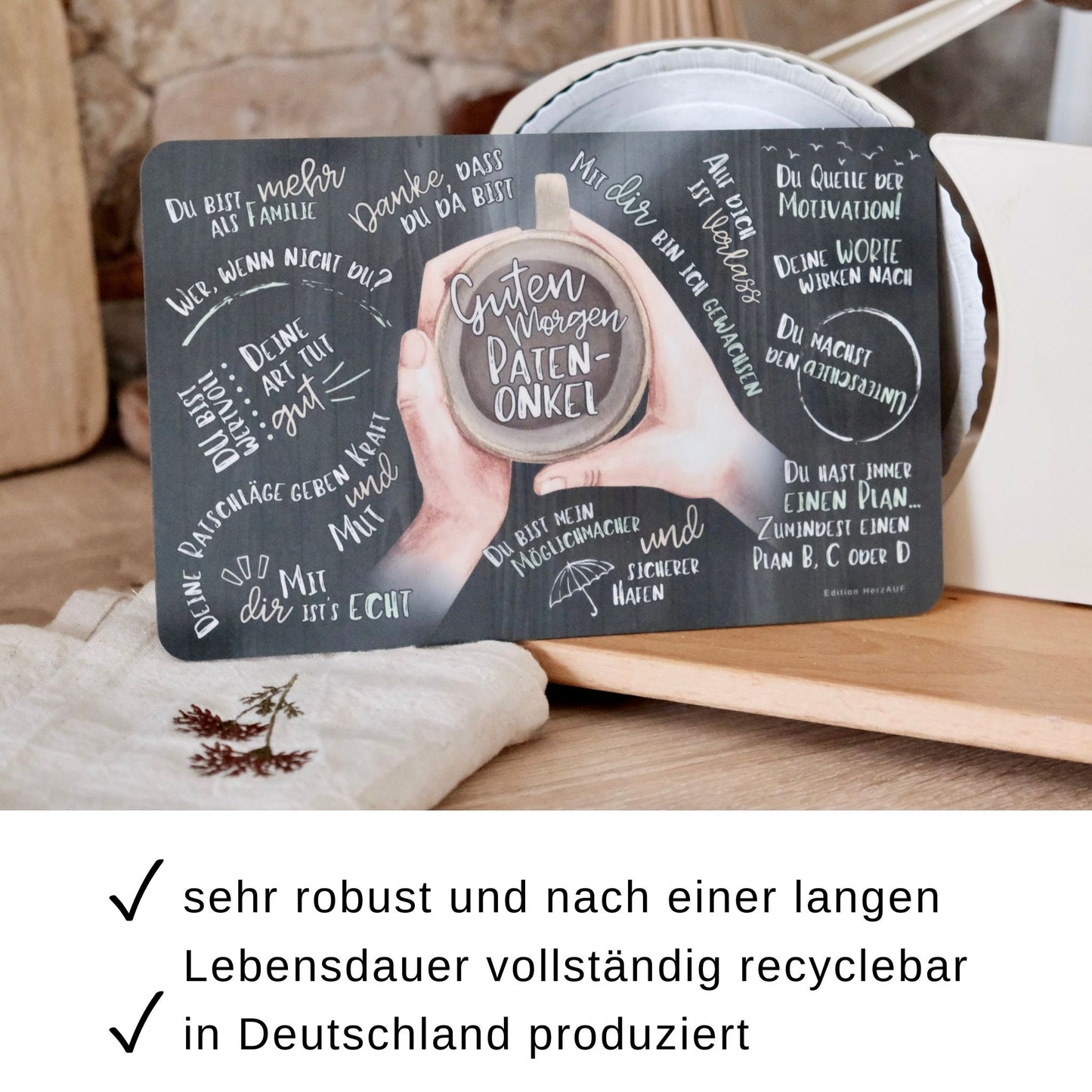 Frühstücksbrettchen „Guten Morgen Patenonkel“ – Ein persönliches Geschenk für einen besonderen Menschen
